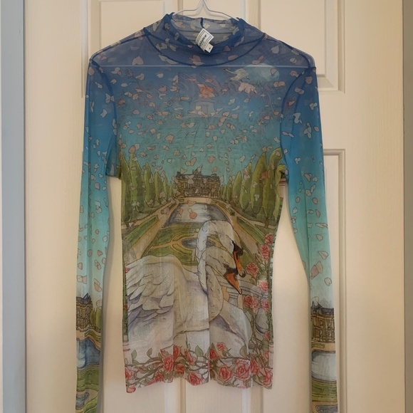 Casablanca L'Amour En Fleur Mesh Top - Picture 2 of 9